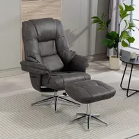 Duo Collection Relaxsessel Burnaby Mikrofaser 82 x 108 x 90 cm Grau mit Hocker und Relaxfunktion