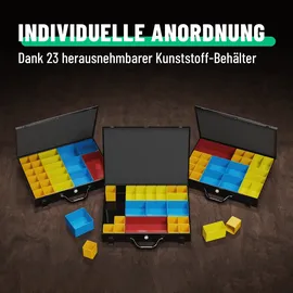 greate Sortimentskasten mit 23 Behältern - Kleinteilekoffer leer - Sortimentskoffer Metall als Schraubenkoffer - Schrauben Sortimentbox, Kleinteilemagazin, Werktstatt Organizer