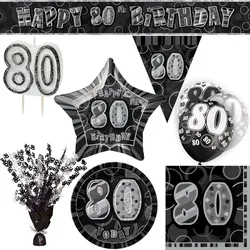 80. Geburtstag Geburtstagsdeko Partyset Mann Frau Party Deko Set Geburtstag schwarz silber