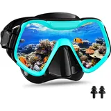 Taucherbrille Erwachsene, Arlierss Schnorchelmaske, 180°Panorama Gehärtetes Glas Schwimmbrille mit Nasenabdeckung, Anti-Fog Tauchmaske, Tauchermaske Erwachsene für Schnorcheln Schwimmen, Unisex