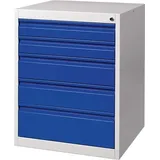Schubladenschrank BK 600, H800xB600xT600mm, grau/blau 5 Schubladen