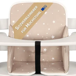 Sitzverkleinerer für Hochstuhl Baby Sitzkissen Stuhl - Kinder Sitzauflage für Hauck und Stokke Kinderhochstuhl High Chair Cover für Kinderstuhl Babystuhl und Hochstühle Beige mit Weiß Sternen