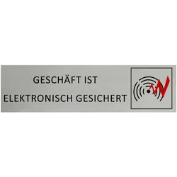 CombiCraft Aluminium Türschild Geschäft ist elektronisch gesichert 165x45mm mit 3M-Tape