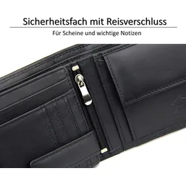 Frentree Frentree® Herren Geldbörse aus weichem Nappa Leder mit RFID Schutz, 12 Kartenfächer, Querformat, Schwarz