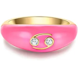Glanzstücke München Ring Sternzeichen Krebs aus Sterling Silber in Gelbgold mit Zirkonia 56 Damen 