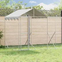 vidaXL Outdoor-Hundezwinger mit Dach 14 x 200 x 250 cm Stahl Silber