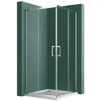 Hopibath Eckdusche 100x80 80x80 Duschkabine Eckeinstieg, BxT: 100x100 cm, 5mm Sicherheitsglas, Doppel Schiebetür, 90x75, 100x100, 90x90, 75x75, Rechts-und Links montierbar silberfarben 100 cm x 185 cm x 100 cm