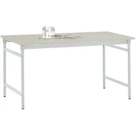 Manuflex BB3031.7035 Beistelltisch BASIS stationär mit Melamin-Tischplatte in Lichtgrau RAL 7035, BxTxH: 1250 x 600 x 780mm