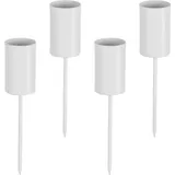 LuxusKollektion Adventsleuchter Stabkerzenhalter Adventskranz Kerzenstecker Metall Kranz 4 Weiß