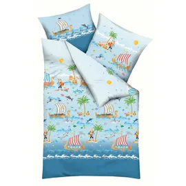 KAEPPEL Wikinger Tiere Blau 135 x 200 cm + 80 x 80 cm