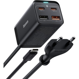 Baseus USB C Ladegerät, 65W USB C Netzteil 4 Ports GaN Charger mit 1.5m AC Kabel und 100W USB C Kabel für MacBook, iPhone 15 Serie, iPad, Samsung