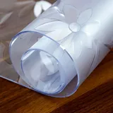 2mm Dick Transparente Tischdecken Tischfolie 55x110cm PVC Glasklar Folie Tischschutz Wasserdicht Tischschutzfolie Fettdicht,Für Esstisch Couchtisch Und Schreibtisch,Matte Texture Blütenform,Rechteck