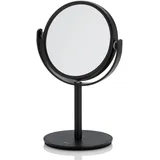 Kela Schminkspiegel schwarz mit Vergrößerung Selena 7,5 cm, 1-/10-fach, Kleiner Standspiegel, Metall, Kosmetikspiegel, Rasierspiegel rund