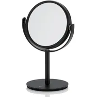 Kela Schminkspiegel schwarz mit Vergrößerung Selena 7,5 cm, 1-/10-fach, Kleiner Standspiegel, Metall, Kosmetikspiegel, Rasierspiegel rund