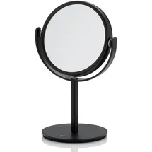 Kela Schminkspiegel schwarz mit Vergrößerung Selena 7,5 cm, 1-/10-fach, Kleiner Standspiegel, Metall, Kosmetikspiegel, Rasierspiegel rund