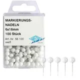 WEDO Markierungsnadeln Größe 6 mm, Kopfdurchmesser: 16 mm, 100 Stück