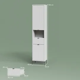 livinity Aterno Badschrank 40 x 190 cm Weiß MDF