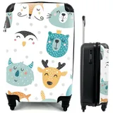 MuchoWow Handgepäckkoffer Tiere - Kinder - Muster - Jungen - Mädchen - Baby - Kind, 4 Rollen, Reisetasche mit rollen, Handgepäck für Ferien, Trolley, Reisekoffer bunt