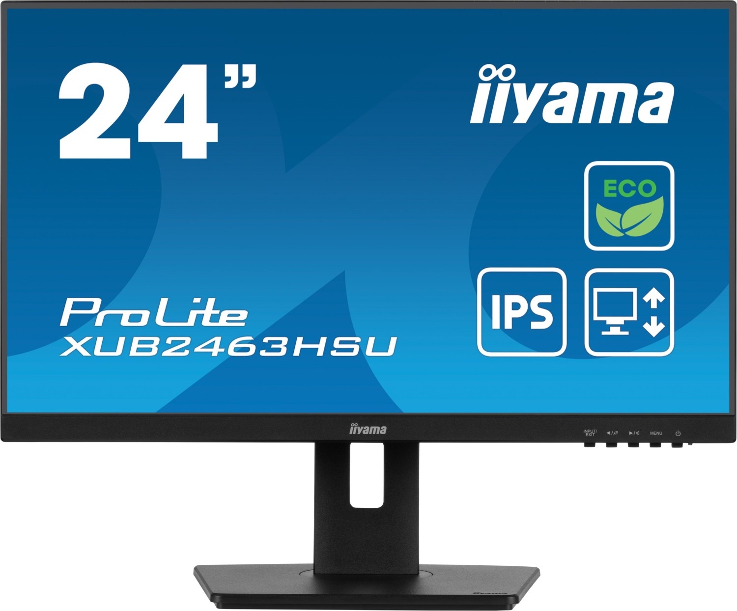Iiyama ProLite XUB2463HSU-B1 - LED-Monitor - 61 cm (24") (23.8" sichtbar) - 1920 x 1080 Full HD (1080p) @ 100 Hz - IPS - 250 cd/m2 - 1300:1 - 3 ms - HDMI, DisplayPort - Lautsprecher - Schwarz, Matte [Energieklasse B] (XUB2463HSU-B1)