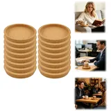 Korkuntersetzer Rund mit Rand, 10cm Kork Untersetzer Absorbierende HitzebestäNdige Runde Kork Untersetzer für BüRo Küche und Esstisch, Holz Matte Tischoberflächenschutz für Meisten Tassen (16PCs)
