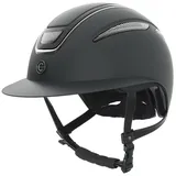 Covalliero Reithelm Elite Polo, für Damen, Kinder, stoßfest, mit Visier, Polo, mit Belüftung, mit Disc-System, Schwarz, 53-55 cm