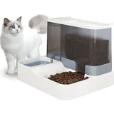 Automatischer Futter- und Wasserspender für Katzen und kleine Hunde, 2-in-1, 3,8 l Trinkbrunnen und Trinkbrunnen (weiß) - Lntyq