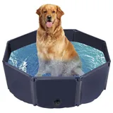 DUOJIN Planschbecken für Hunde Faltbare Schwimmbecken Hundebadewanne PVC Hundepool Hundepool für Große & Kleine Hunde rutschfest Tragbar (120 * 30CM)