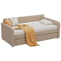 MODFU Polsterbett Schlafsofa, Einzel-Tagesbett ausziehhare Liegeffäche 90*200cm (90*200cm), ohne Matratze beige