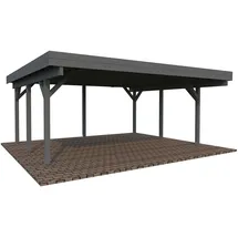 Palmako 	Karl Doppel-Carport 555 x 372 cm Dunkelgrau lackiert