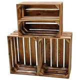 Teramico Holzkiste 40 x 30 x 25 cm 3-tlg. braun