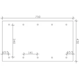 SKANHOLZ Wallgau Einzelcarport 4,30 x 7,50 m schiefergrau mit roten Dachschindeln und Pfostenanker