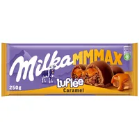 Milka Luflée Caramel 1 x 250g I Großtafel I Alpenmilch-Schokolade I Luftschokolade mit Karamell I Milka Schokolade aus 100% Alpenmilch I Tafelschokolade