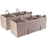 PAFEN 2X Blumenkasten Blumentopf Rattan-Optik mit Halterungen Pflanztopf Wasserstandsanzeiger Balkonkasten Pflanzkästen