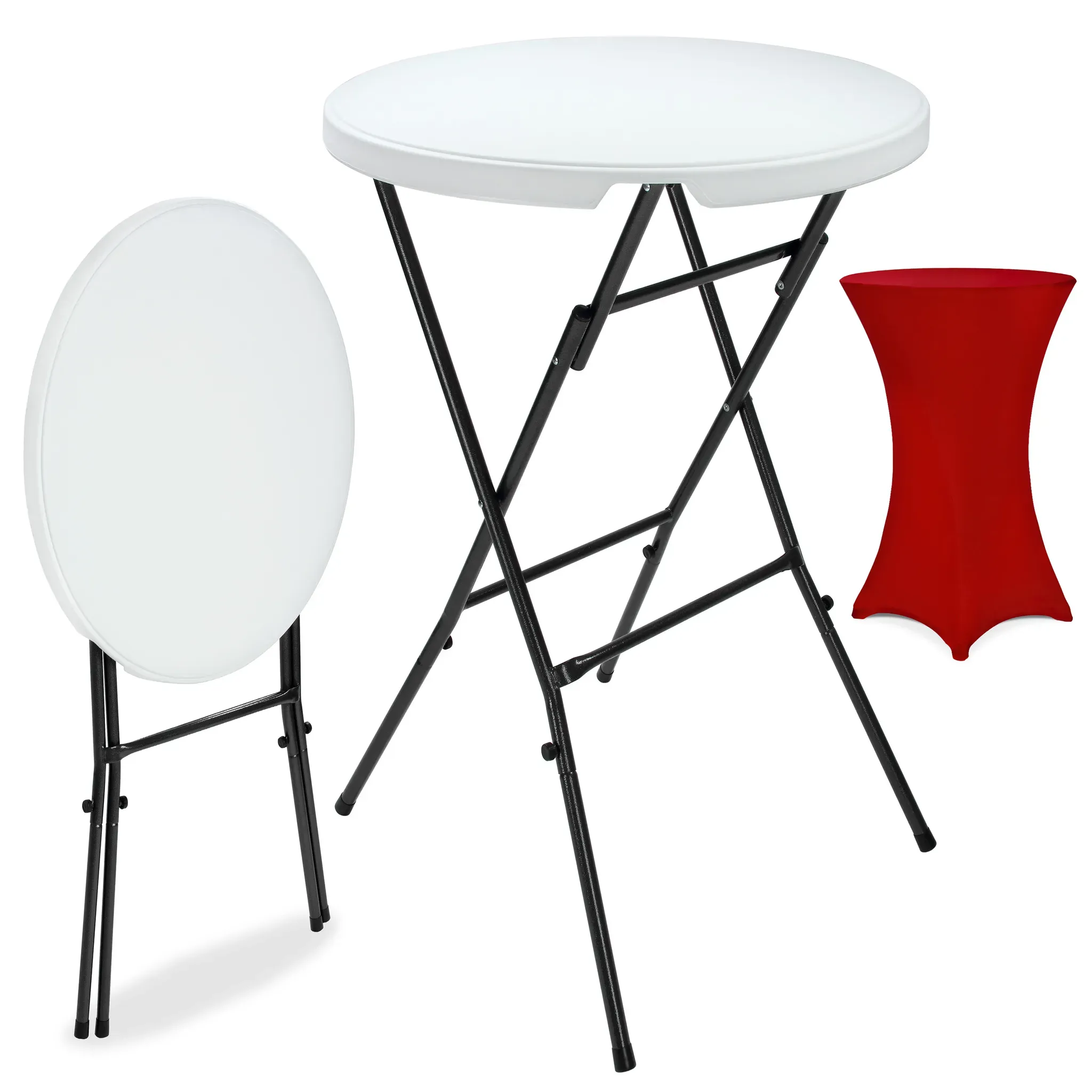 Bar table white Ø72cm + bar table cover Bordeaux Ø70cm