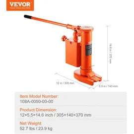 Vevor Hydraulischer Wagenheber, 5 t / 10 t Hebebühne, 25-230 mm Zehenhöhe, 370-570 mm Spitzenhöhe, 360° drehbarer Klauenwagenheber für Maschinen, Industrie