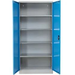 PROREGAL Stahlschrank BEE mit 4 lackierten Fachböden | HxBxT 195x92x50cm | Grau-Lichtbau | Werkstattschrank Werkzeugschrank Aktenschrank