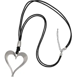 Lederband FIRETTI "Endless Love", schwarz (metallfarben, schwarz), Halsketten, Damen, Metall-Polyurethan, L: 82cm B: 2,5mm, Metall, Polyurethan, B:2,5mm