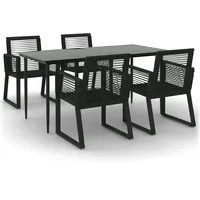 VidaXL 5-tlg. Garten-Essgruppe Schwarz PVC Rattan