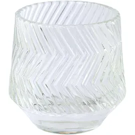 creativ home Teelichthalter Relief Glas Weiß