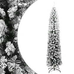 vidaXL Künstlicher Weihnachtsbaum Schlank mit Schnee Grün 240 cm PVC