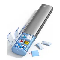 VAYDEER Tablettenbox 7 Tage Pillendose [Trockensicher] [Metall-Reise-Pillendose] [Große Kapazität] [Tablettenbox 2 mal täglich] Pillenbox Tabletten Organizer klein Medikamentenbox Pillendose (Grau)