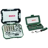 Bosch 26tlg. Schrauberbit und Ratschen-Set (PH-, PZ- & 46tlg. Schrauberbit und Steckschlüssel-Set (PH-, PZ-, Hex-, T-, S-Bit, Zubehör Bohrschrauber und Schraubendreher)