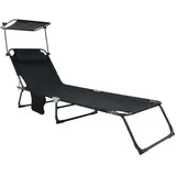 VCM Bindox Gartenliege 185 x 24 x 55 cm schwarz inkl. Sonnendach