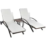 vidaXL Sonnenliegen mit Tisch Poly Rattan Braun 200 x 65 x 39 cm