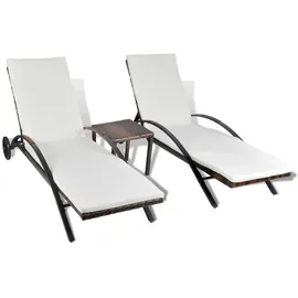 vidaXL Sonnenliegen mit Tisch Poly Rattan Braun 200 x 65 x 39 cm