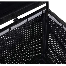 Mendler Poly-Rattan Kissenbox HWC-D88, Gartentruhe Auflagenbox Truhe Premium schwarz, 63x135x52cm 320l