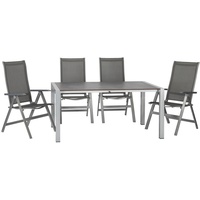 ACAMP Urban Garten-Essgruppe 5-tlg. Ausziehtisch Extensio 160 x 98 cm grau/silber