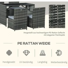 Outsunny 5tlg. Polyrattan Gartenmöbel Rattan Essgruppe Gartenset Grau