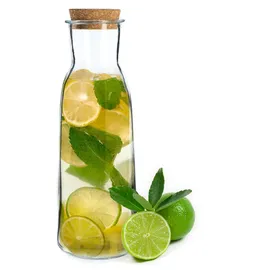 Kadax Glaskaraffe mit Korkdeckel, 1L Wasserkaraffe aus Glass, (1L)