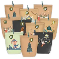 Luxuskollektion Adventskalender zum Befüllen, 24 Weihnachtstüten Aufkleber,